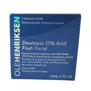 OleHenriksen Dewtopia 25% Acid Flash Facial 50ml/1.7oz Full Size - NEW in Box